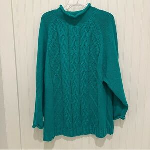 The Limited Green Cable Knit Rollneck Sweater